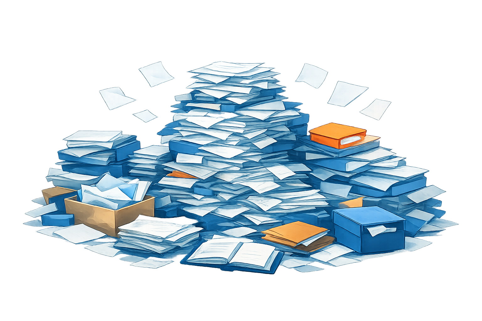 書類の山の画像